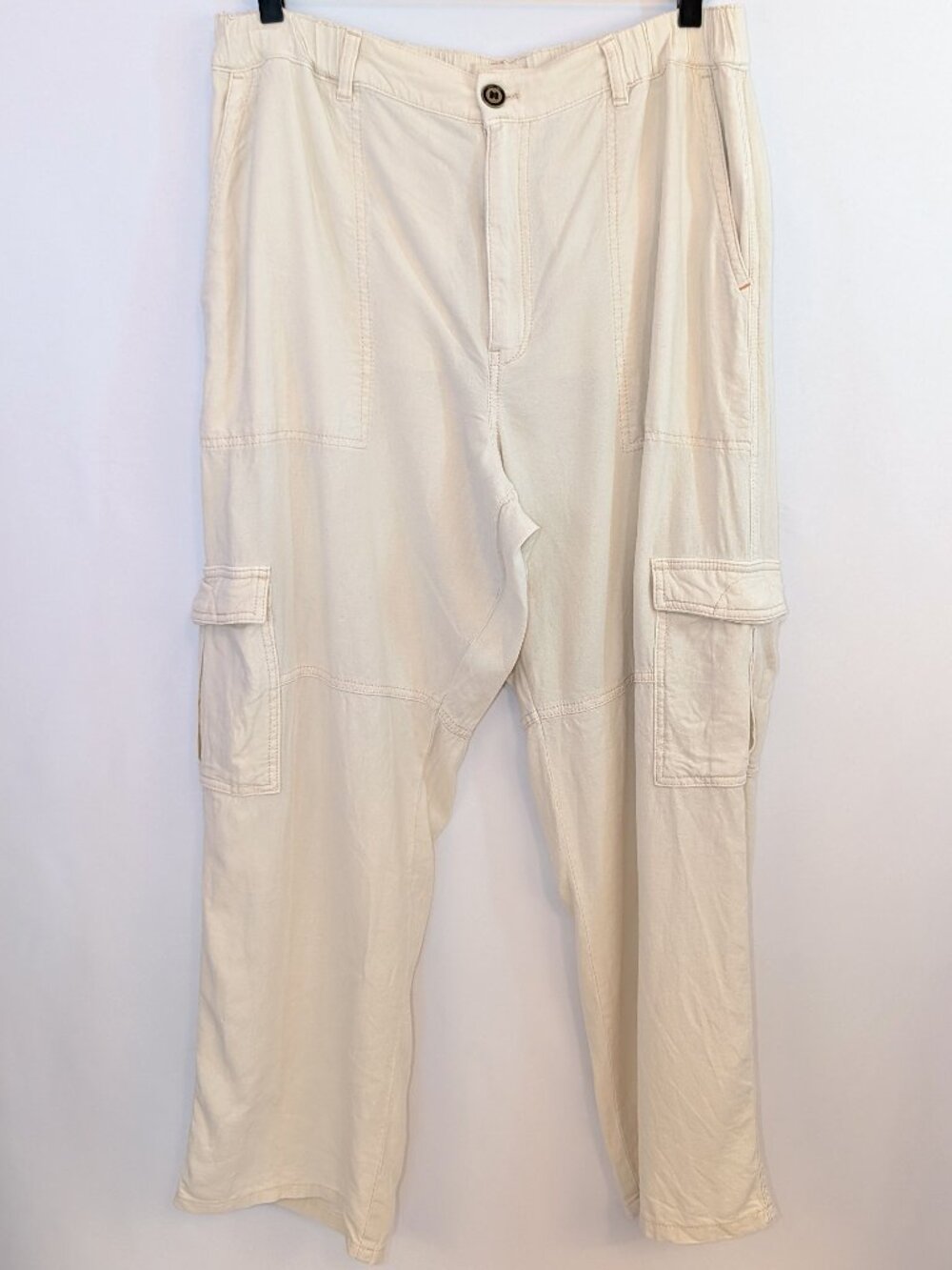 Pilcro | Anthropologie Slim Linen Beach Cargo Pants Ivory | Size Large - Picture 6 of 16